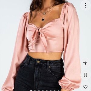 Princess Polly pink satin estee top